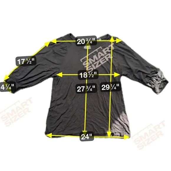 RDI Women 1X Black Puff Sleeve Keyhole Neck Tunic Top Casual Tie Dye‎ Thrashed - Picture 7 of 8